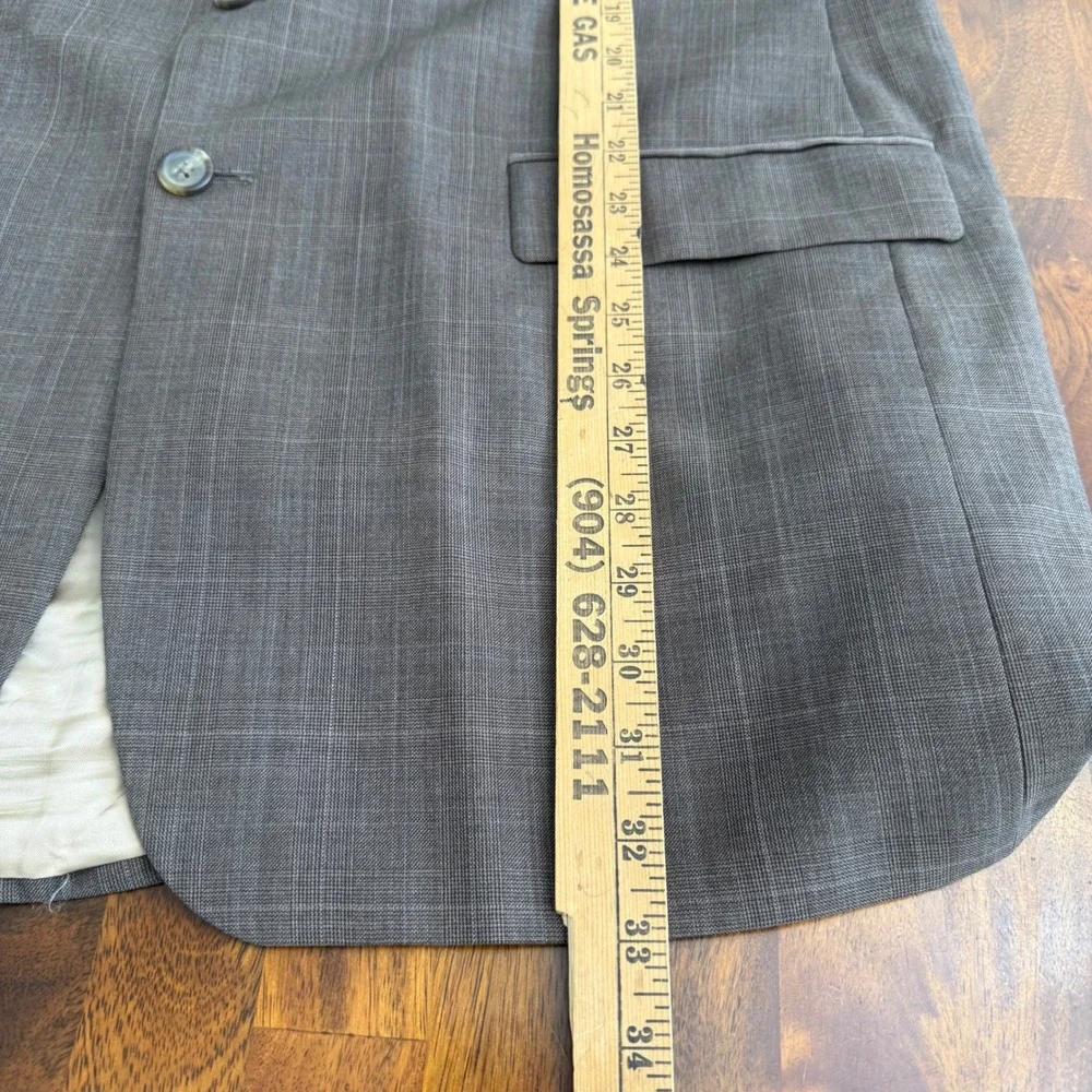 Lauren Ralph Lauren Mens 44L Grey Glen Check 100% Wool Blazer Jacket Made Canada